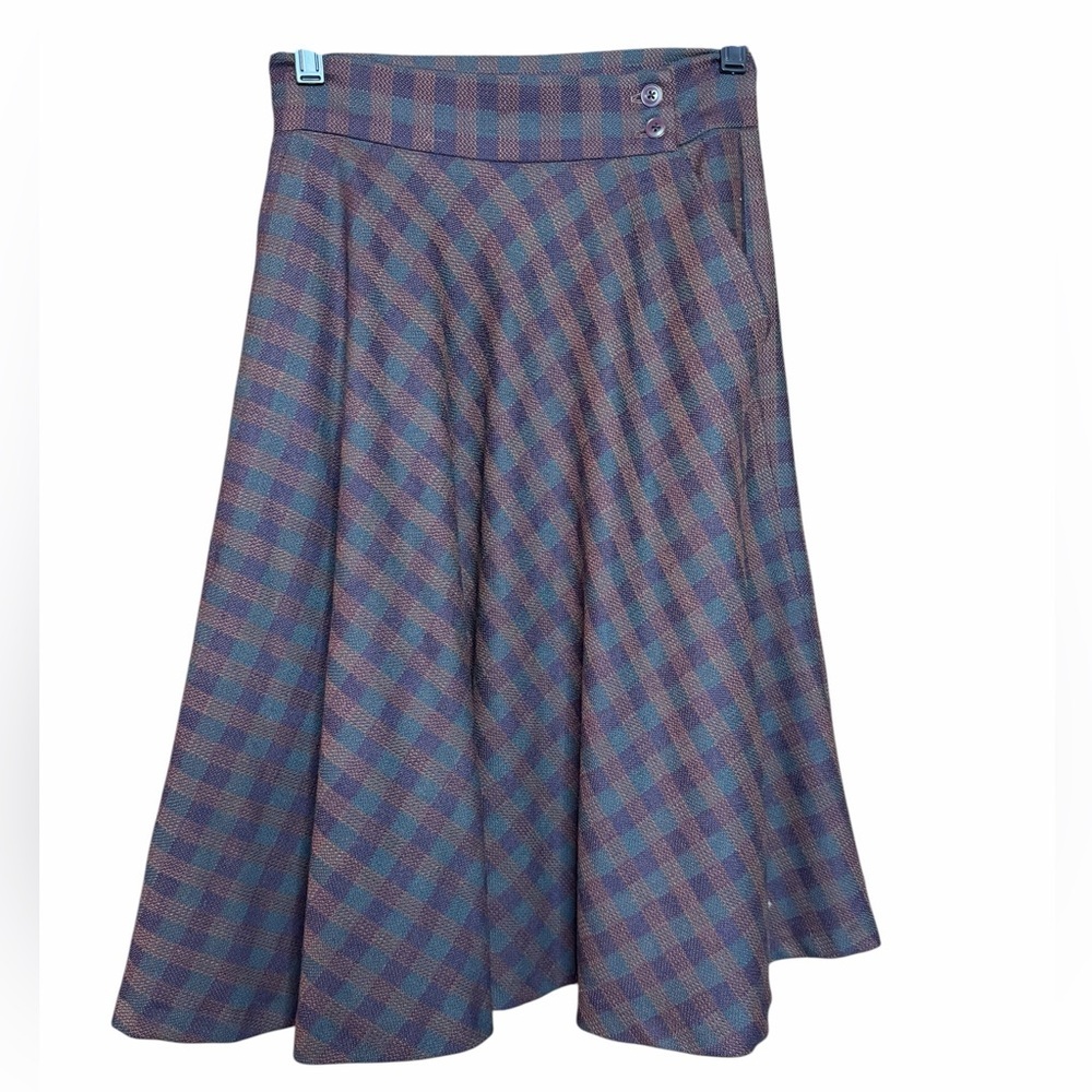 Vintage Spitalnick 100% Wool Plaid Midi Skirt Lined Flowy Dark Academia SZ-8